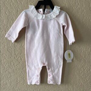 Edgehill Collection Light Pink Baby Footie with White Ruffle